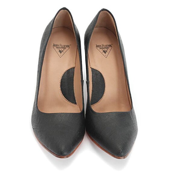 Fluevog Desmond Angular Mid Heel Pumps - Black Canvas - Women's 10 - Picture 5 of 5